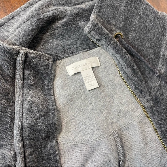 Charter Club Jacket Women  Full Zip Pockets Long Sleeve Gray large - Picture 9 of 12